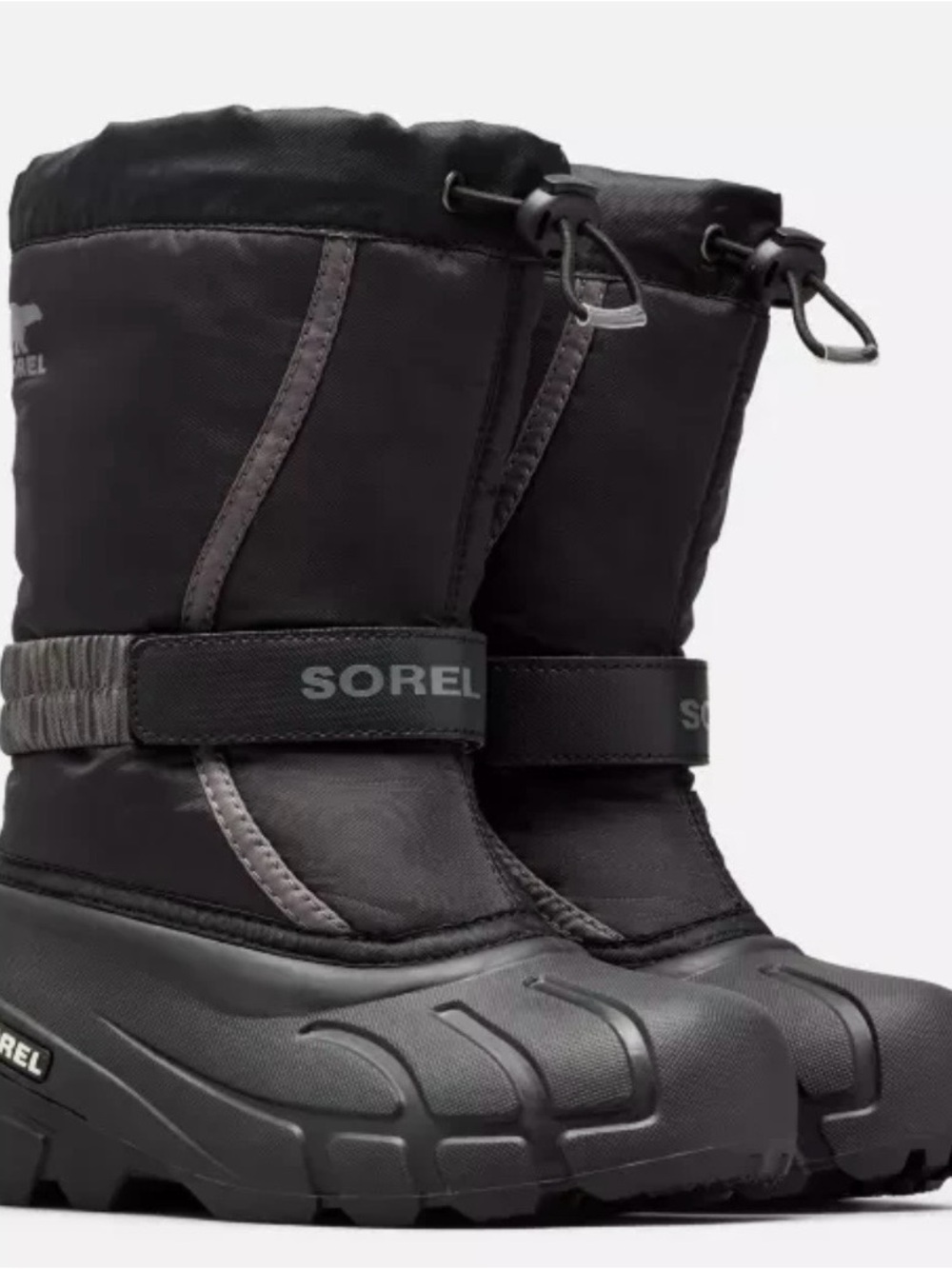 Unisex Sorel Kids Black Snow & Rain Boots with Drawcord Size 1